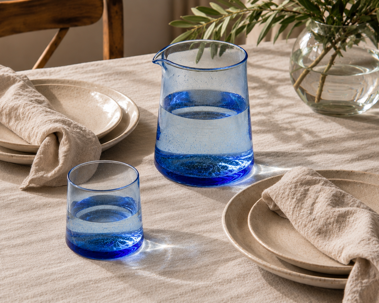 Nicola Spring Merzouga Recycled Tumbler Glass - 200ml - Blue